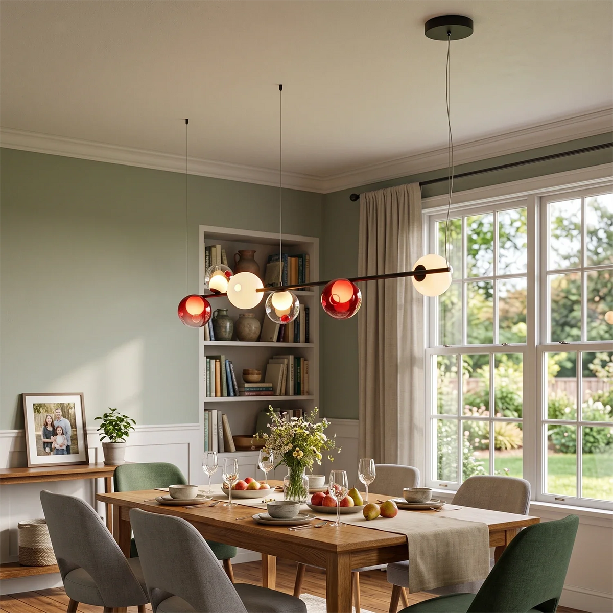 Perrin Threaded Orb Linear Glass Chandelier – Glass detail 7