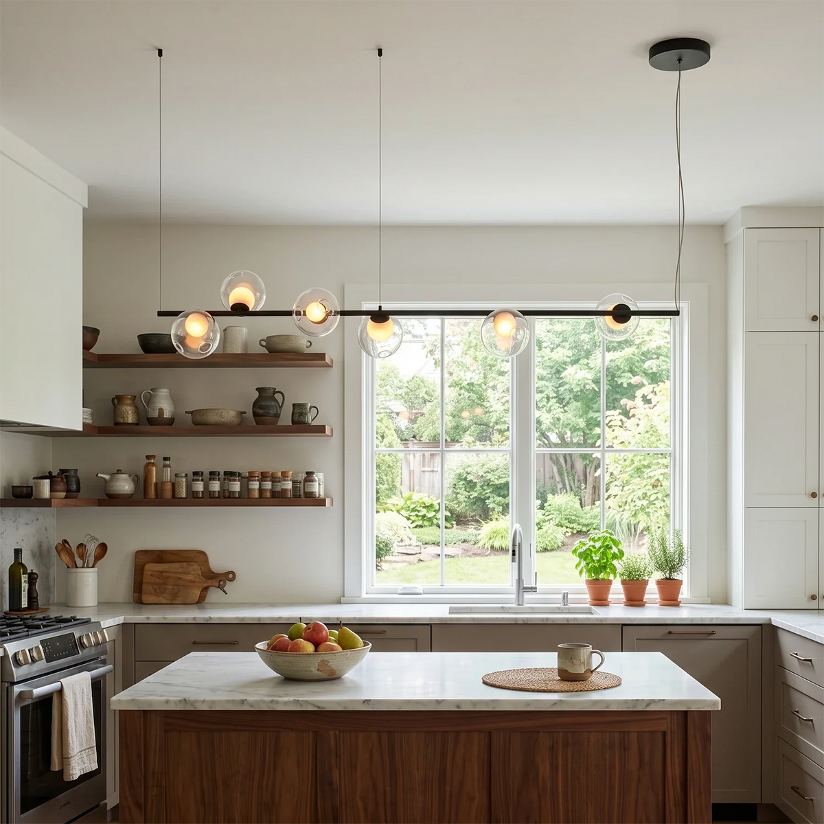 Perrin Threaded Orb Linear Glass Chandelier – Glass detail 4