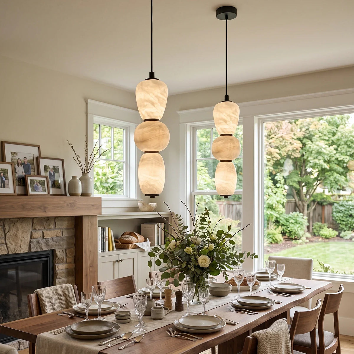 Perrine Stacked Alabaster Pendant Light – Alabaster detail 6