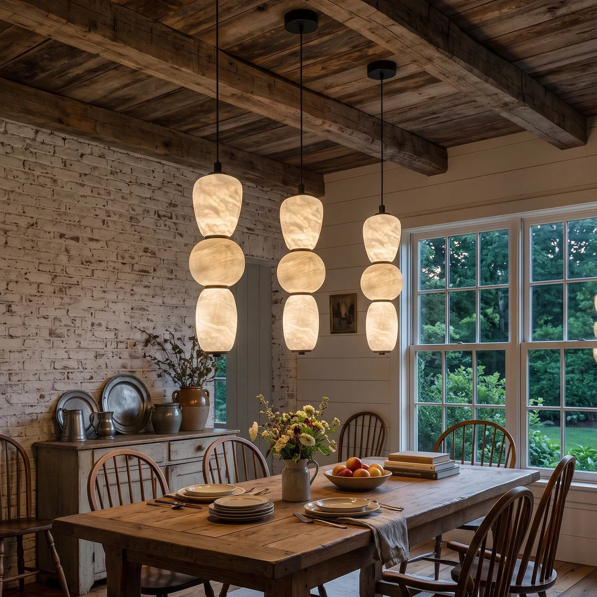 Perrine Stacked Alabaster Pendant Light – Alabaster detail 5