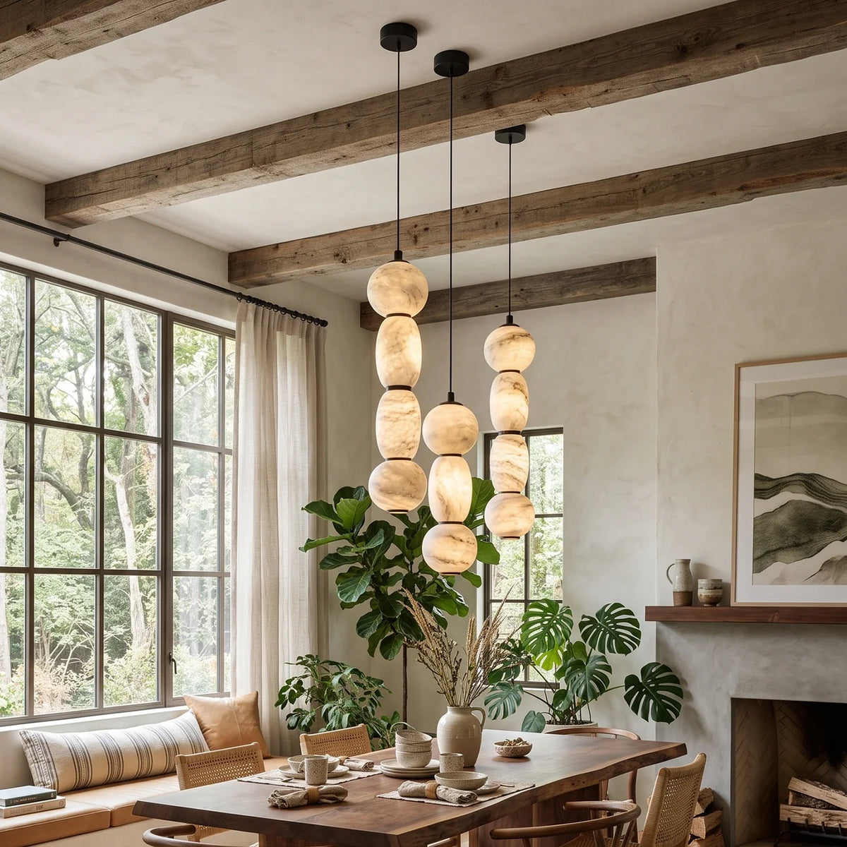Perrine Stacked Alabaster Pendant Light – Alabaster detail 4