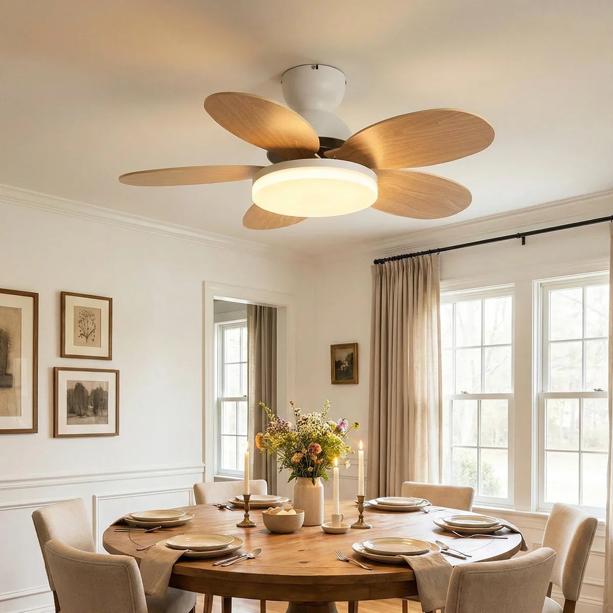 Petal Shaped Petalo Copper Ceiling Fan Light – Copper detail 2