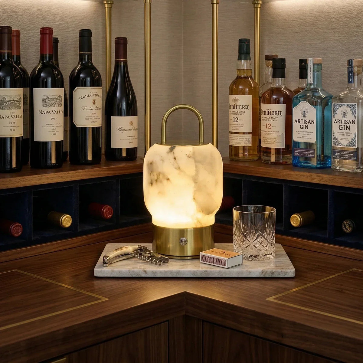Portable Alabaster Lantern Table Lamp – Alabaster detail 7