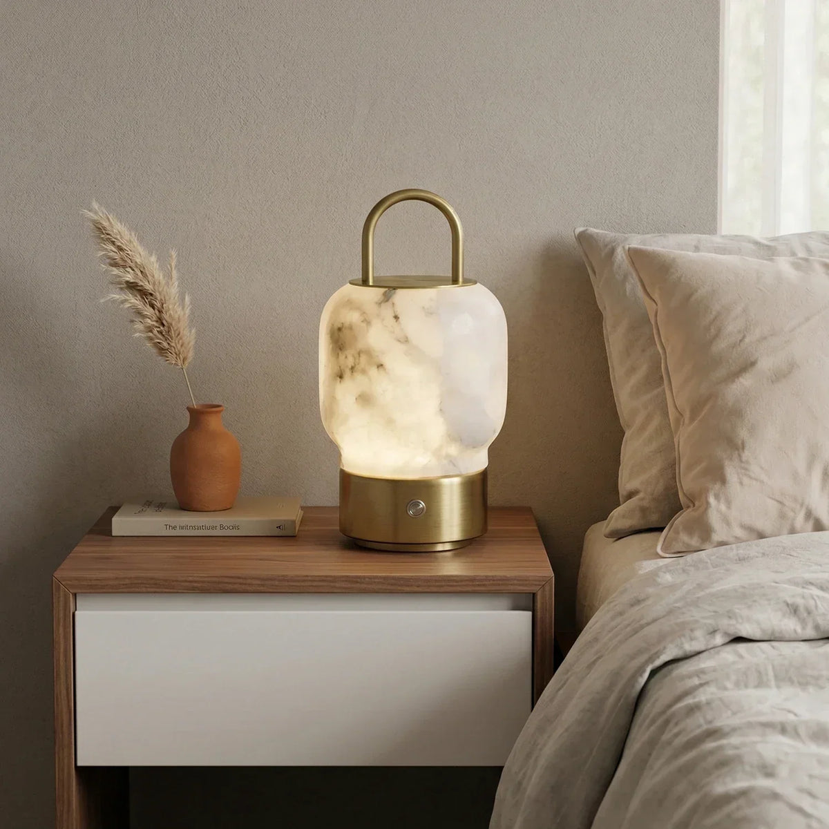 Portable Alabaster Lantern Table Lamp – Alabaster detail 8