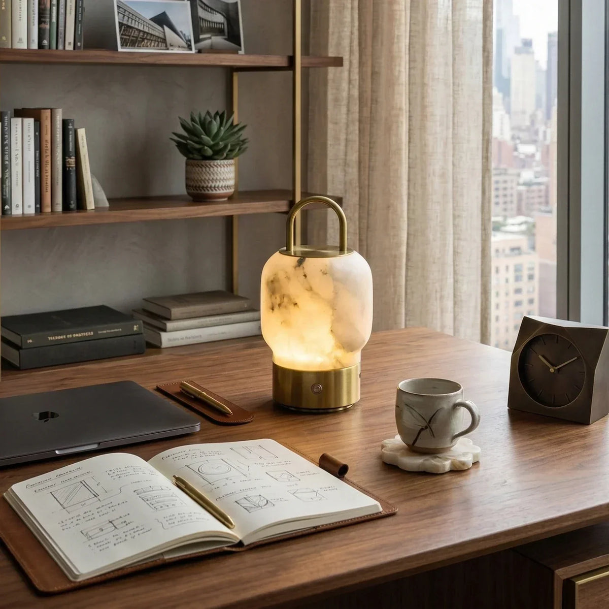 Portable Alabaster Lantern Table Lamp – Alabaster detail 5