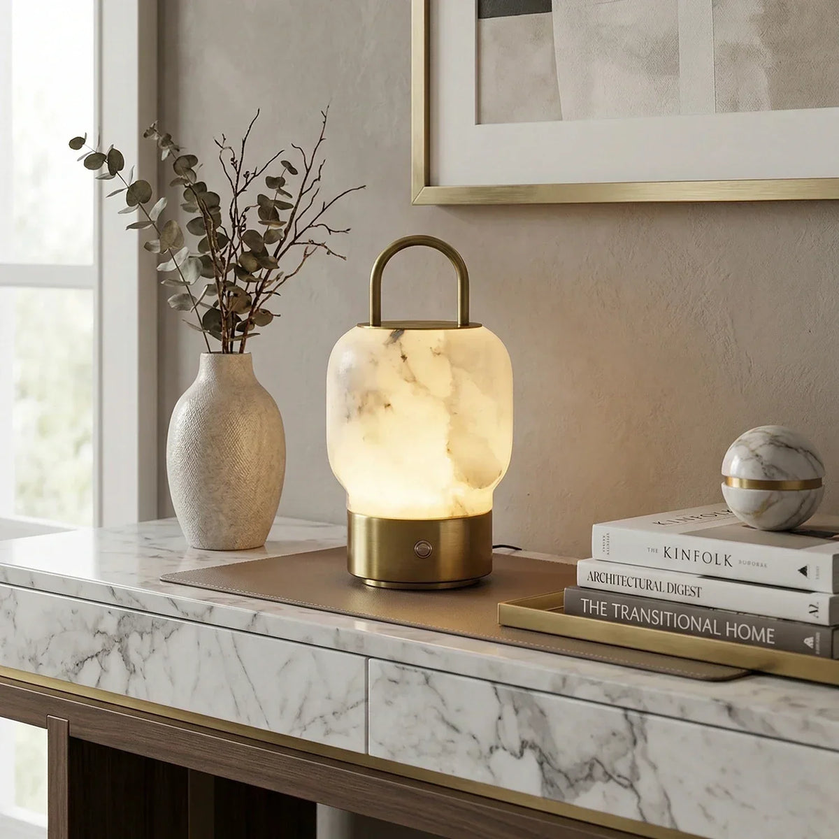 Portable Alabaster Lantern Table Lamp – Alabaster detail 4