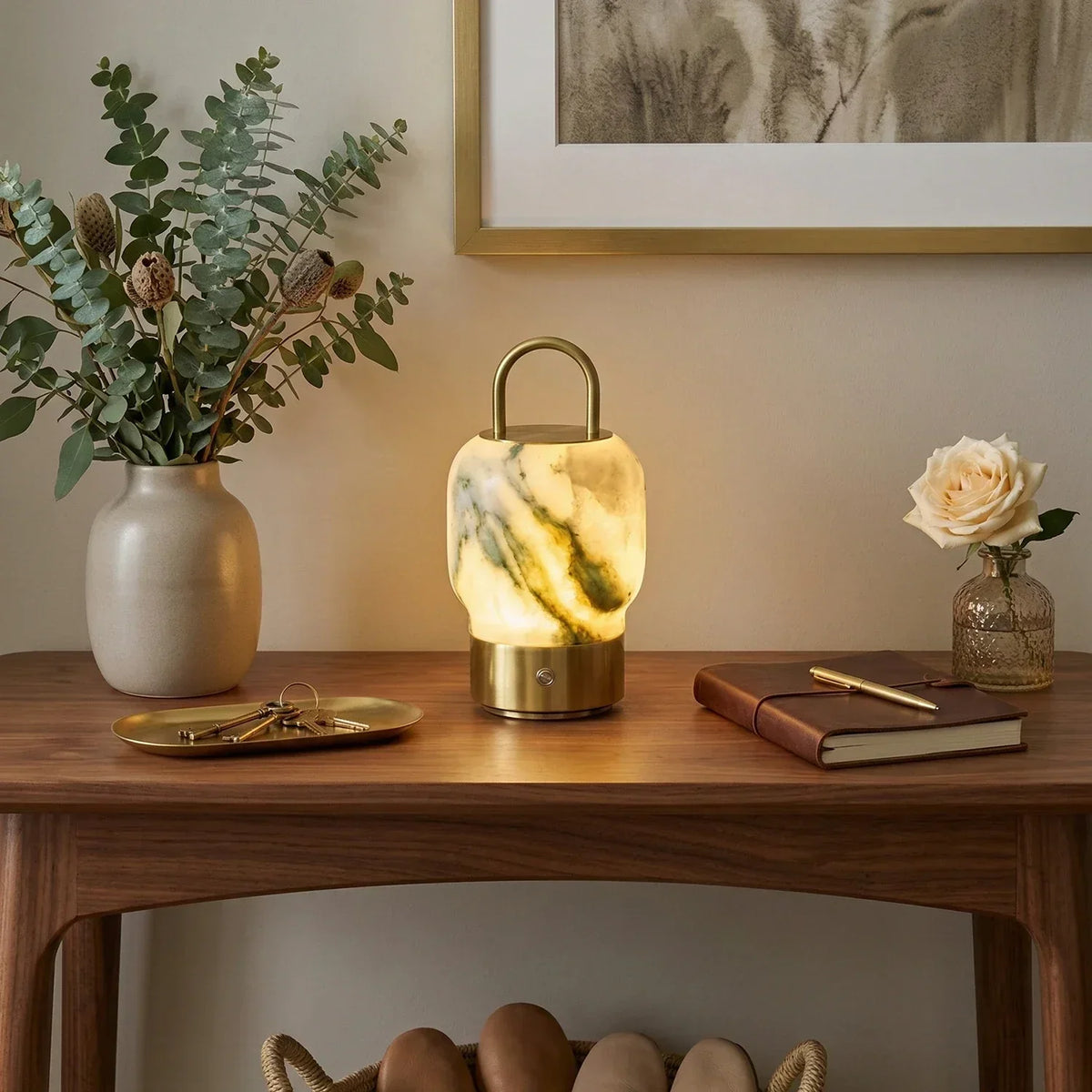 Portable Alabaster Lantern Table Lamp – Alabaster detail 2