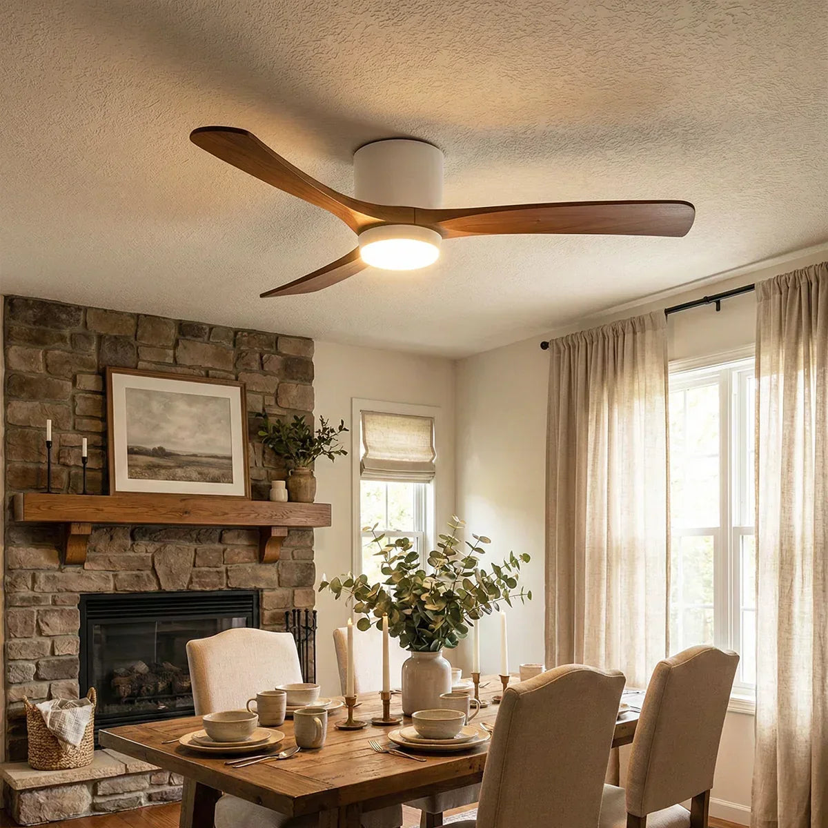 Propeller Style Wooden Copper Ceiling Fan Light – Copper detail 6