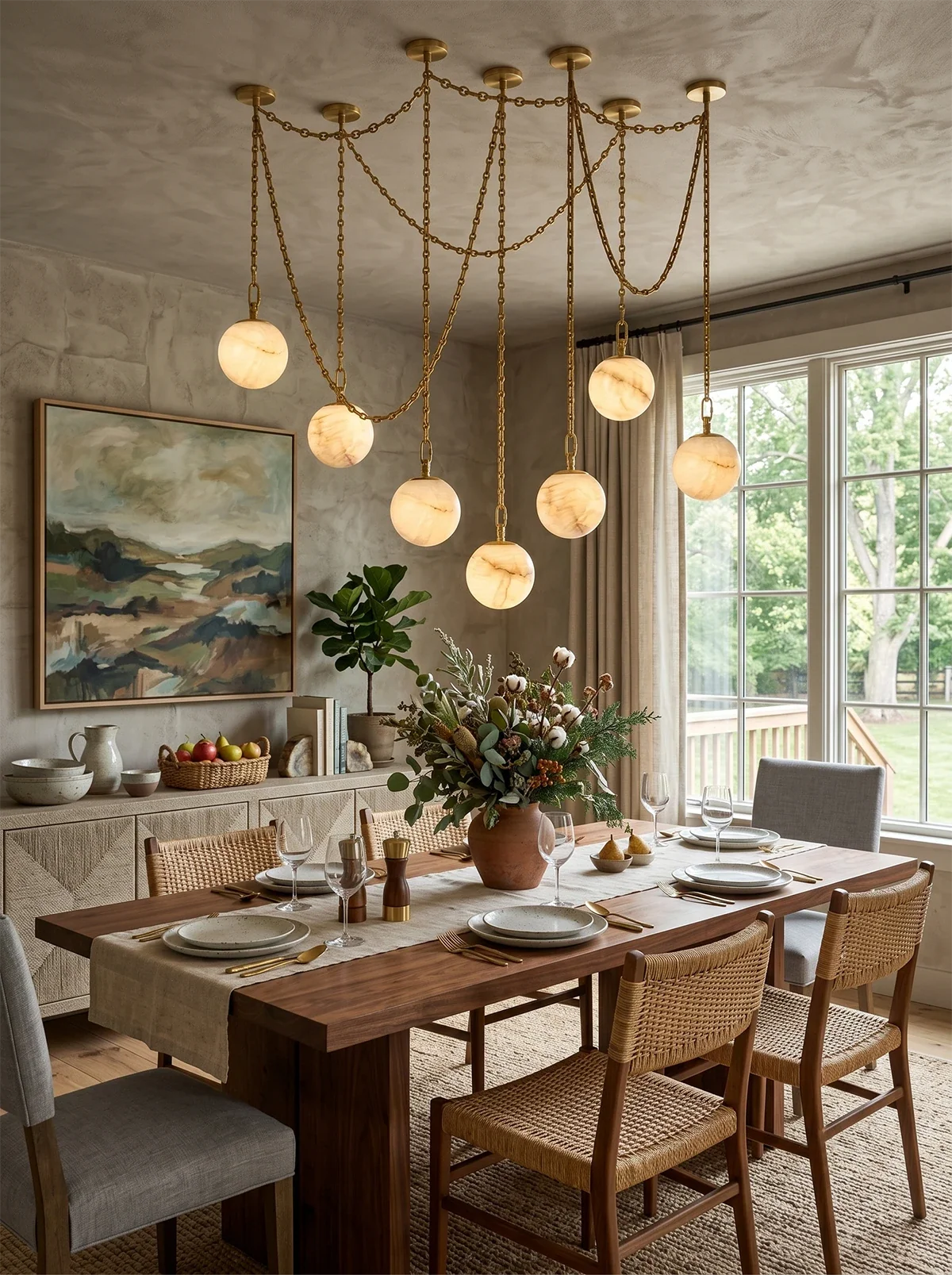 Alabaster Spherical Chain Chandelier – Alabaster detail 14