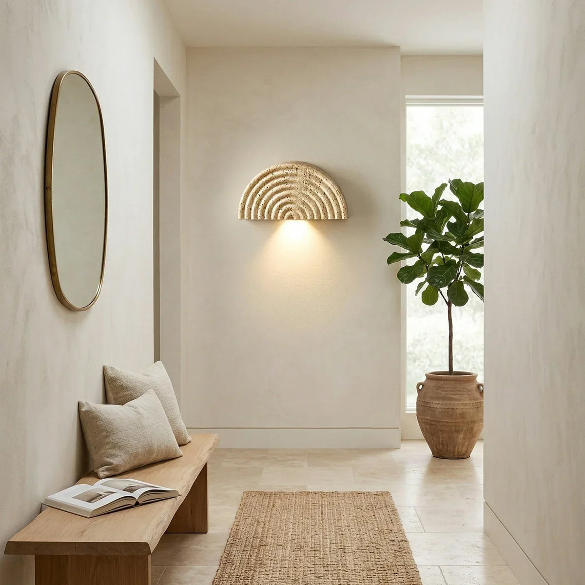 Rainbow Arched Travertine Wall Lamp – Travertine detail 6