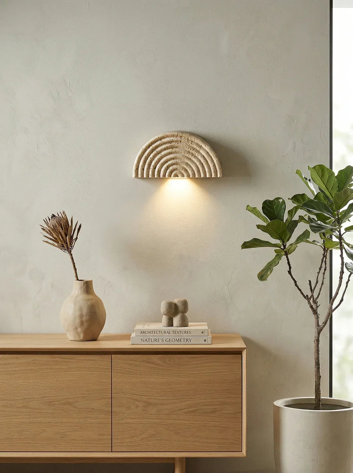 Rainbow Arched Travertine Wall Lamp – Travertine detail 8