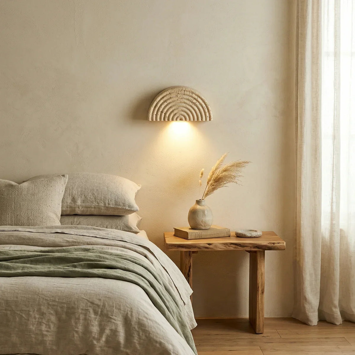 Rainbow Arched Travertine Wall Lamp – Travertine detail 4