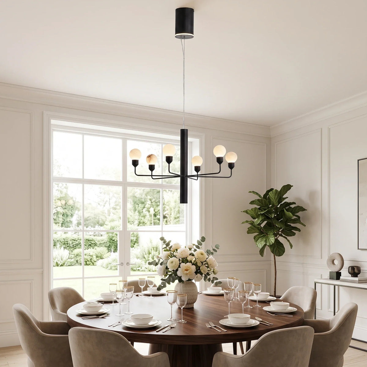 Ramelle Alabaster Tiered Branch Chandelier – Alabaster detail 5