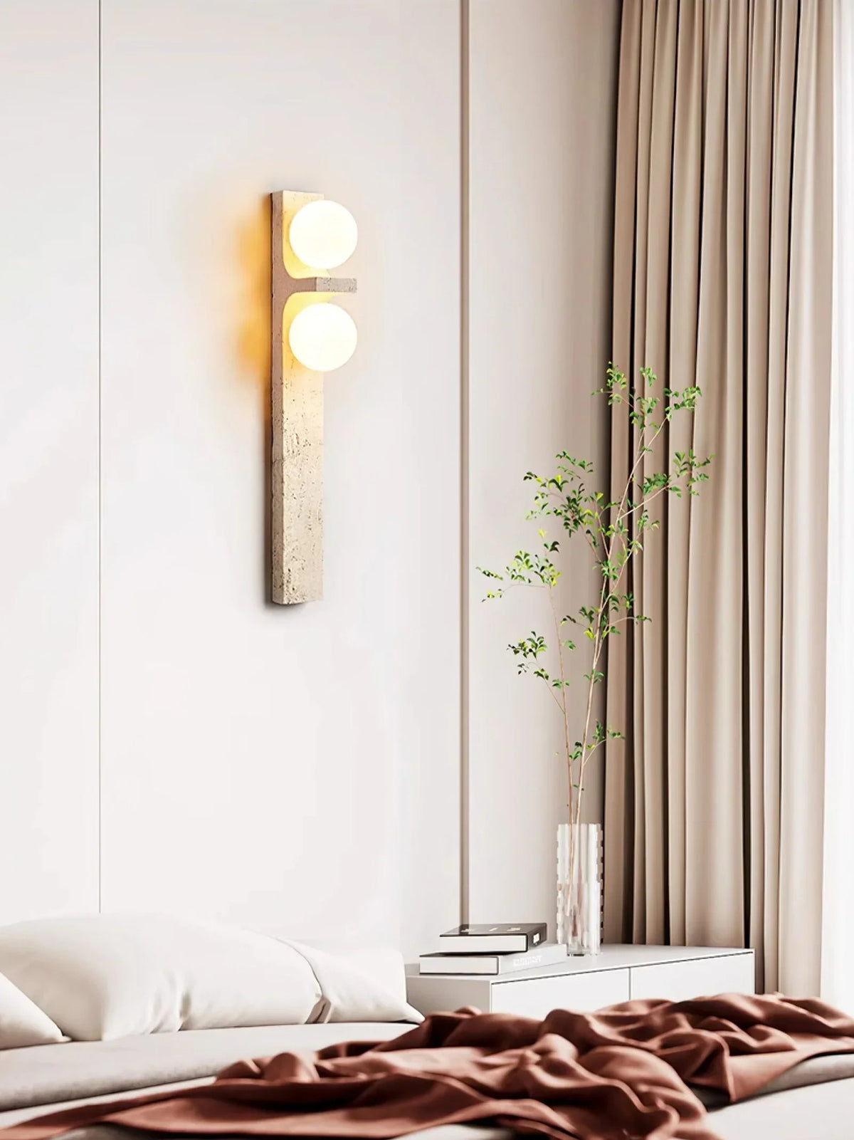 Rectangle Asymmetrical Travertine Wall Sconce – Travertine detail 22