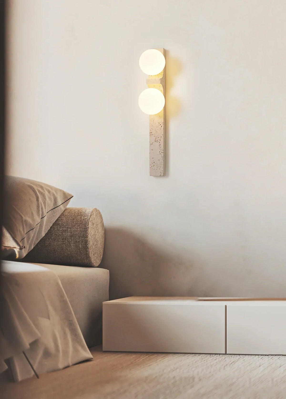 Rectangle Asymmetrical Travertine Wall Sconce – Travertine detail 11