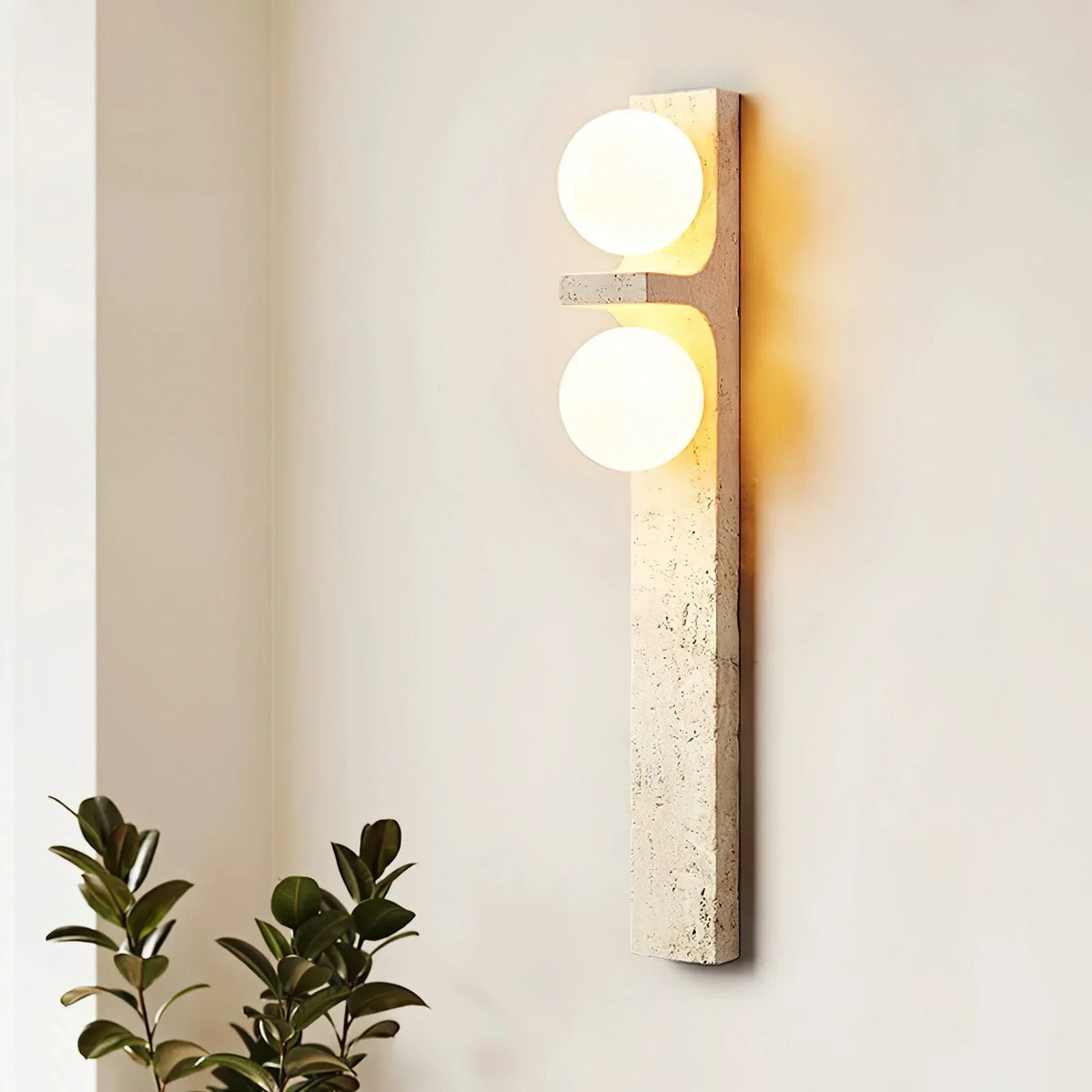 Rectangle Asymmetrical Travertine Wall Sconce – Travertine detail 16
