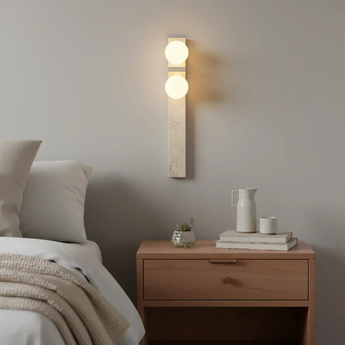Rectangle Asymmetrical Travertine Wall Sconce – Travertine detail 7