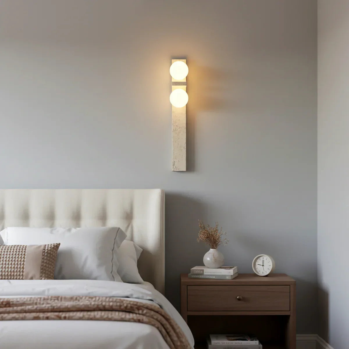 Rectangle Asymmetrical Travertine Wall Sconce – Travertine detail 12