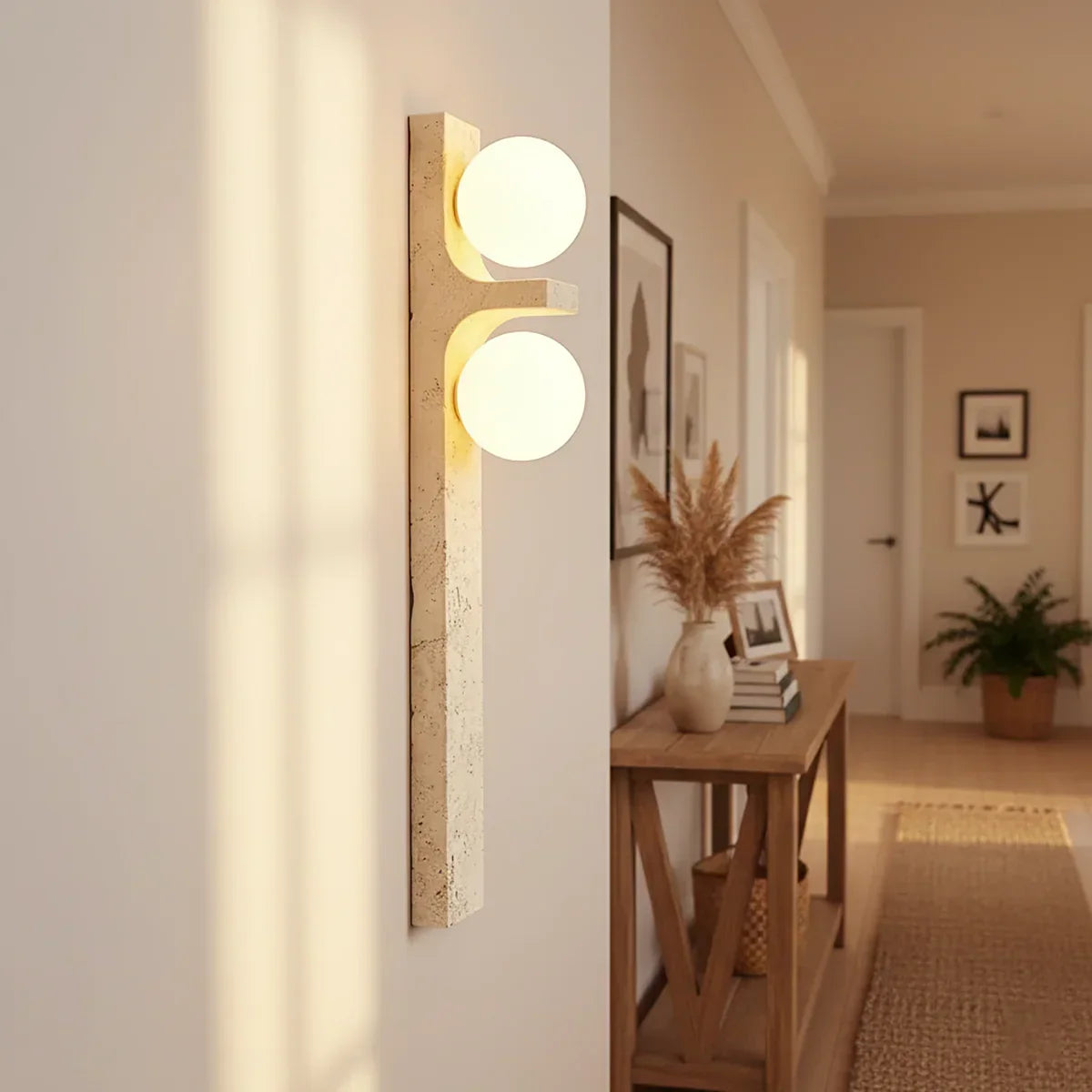 Rectangle Asymmetrical Travertine Wall Sconce – Travertine detail 15
