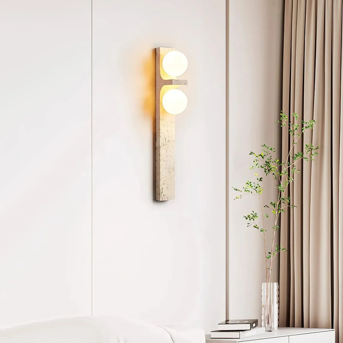 Rectangle Asymmetrical Travertine Wall Sconce – Travertine detail 8