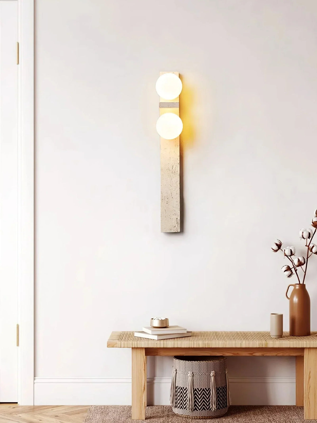 Rectangle Asymmetrical Travertine Wall Sconce – Travertine detail 21