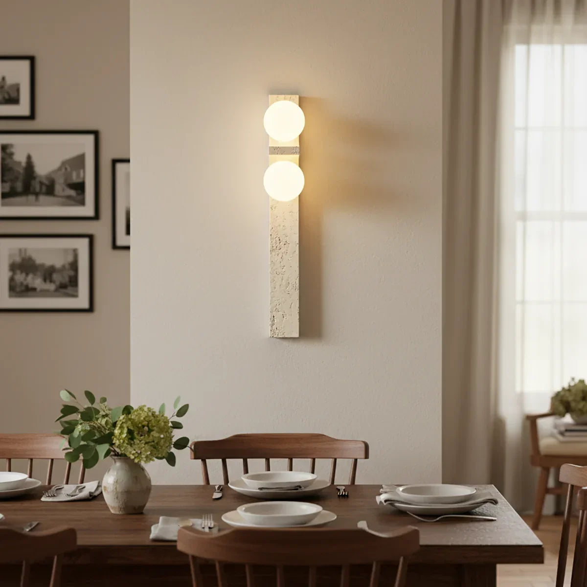 Rectangle Asymmetrical Travertine Wall Sconce – Travertine detail 5