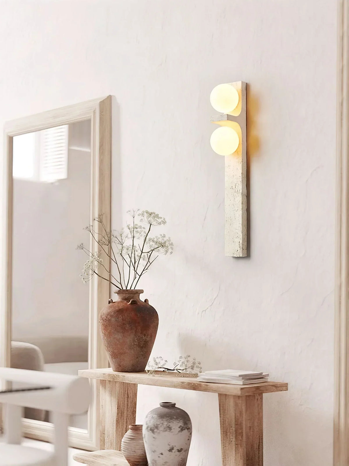 Rectangle Asymmetrical Travertine Wall Sconce – Travertine detail 20
