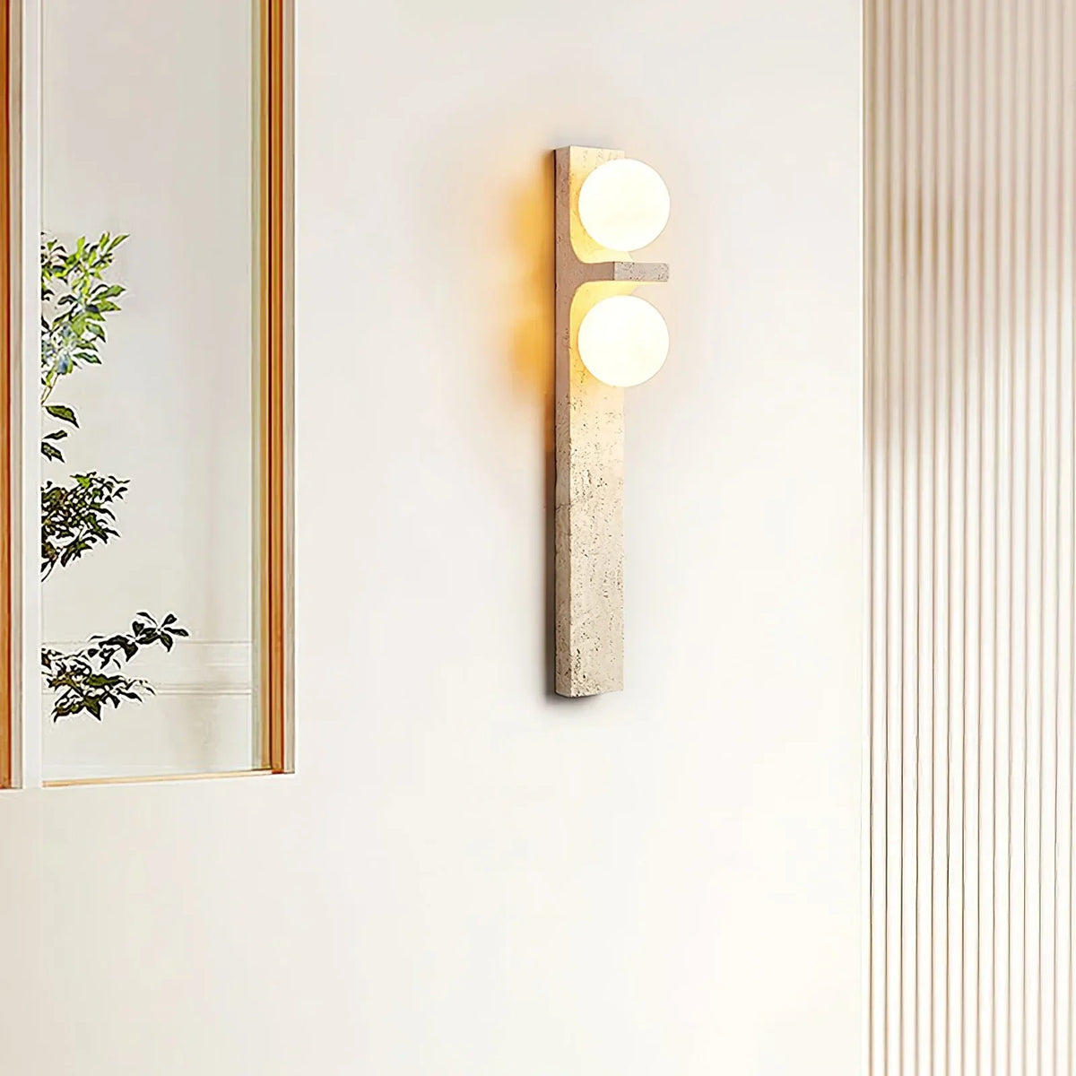 Rectangle Asymmetrical Travertine Wall Sconce – Travertine detail 2