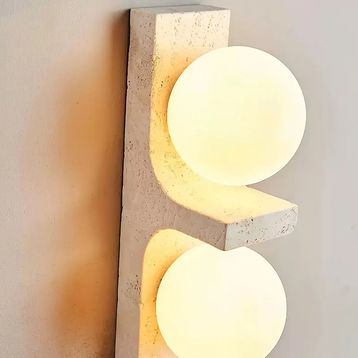 Rectangle Asymmetrical Travertine Wall Sconce – Travertine detail 24