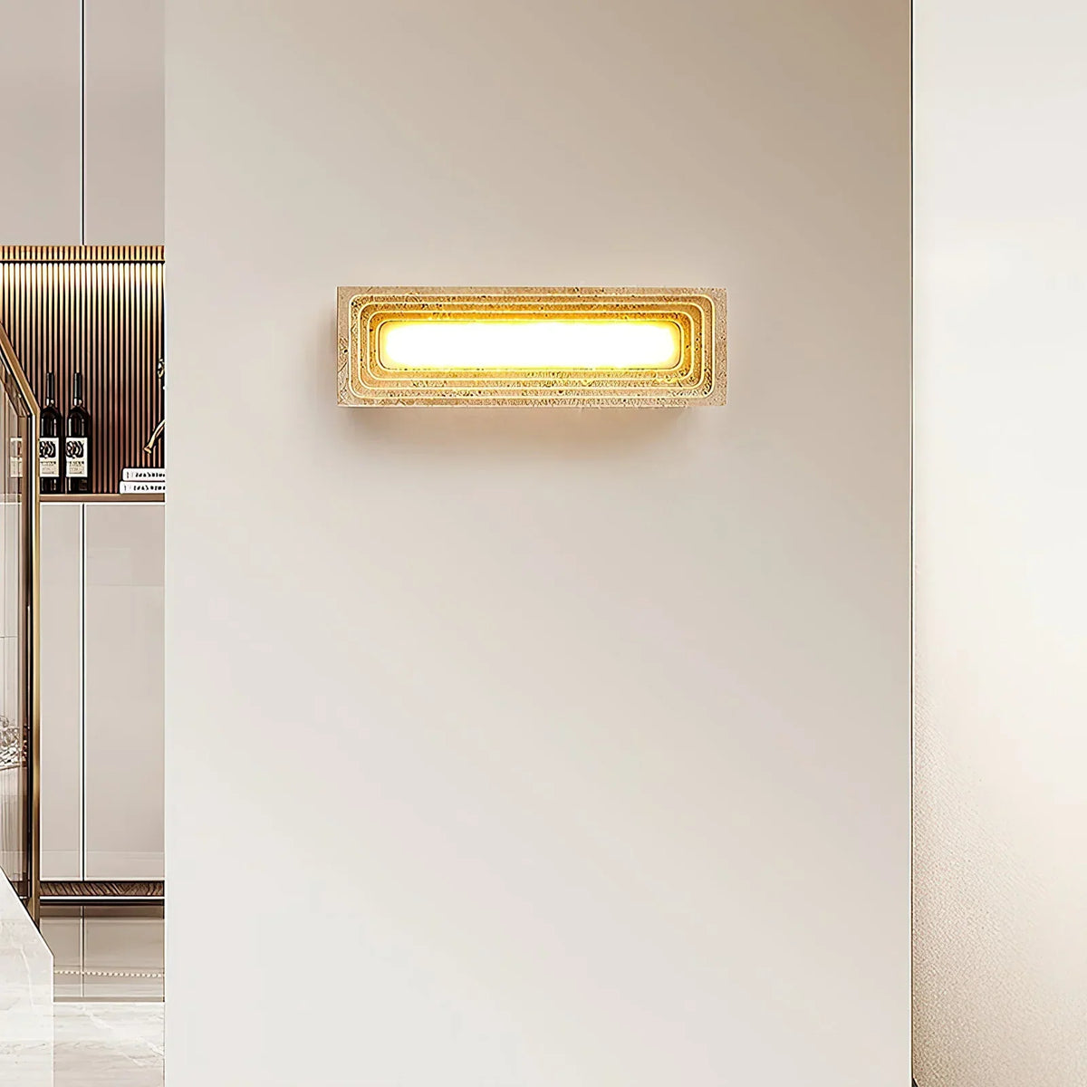 Rectangle Travertine Bricks Wall Lamp – Travertine detail 3