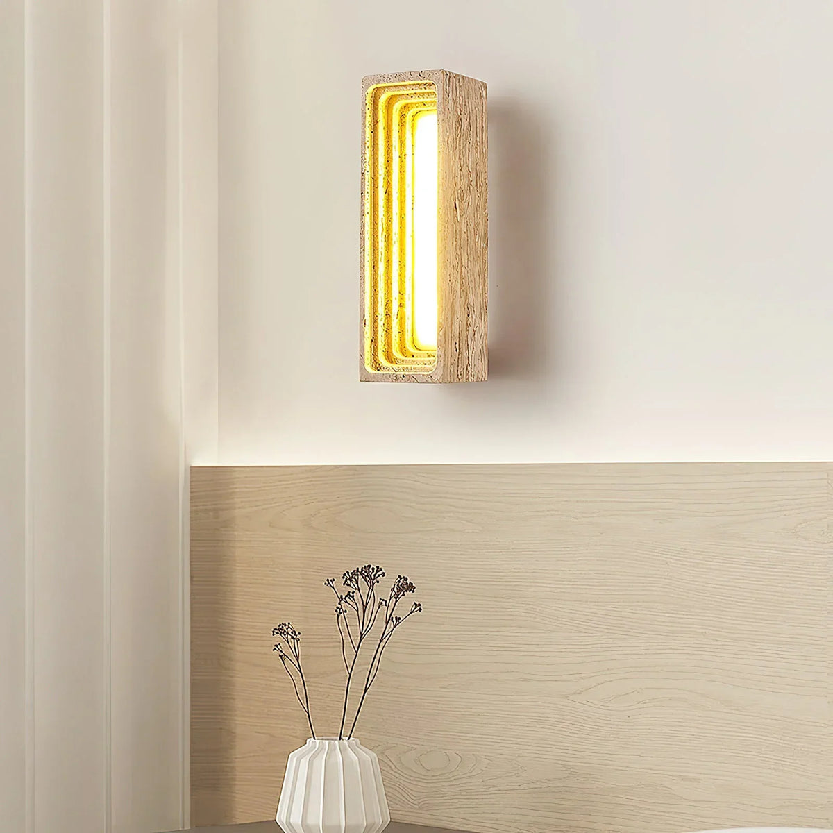 Rectangle Travertine Bricks Wall Lamp – Travertine detail 4