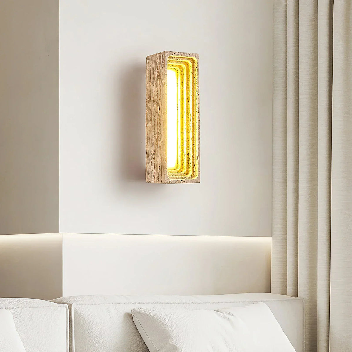 Rectangle Travertine Bricks Wall Lamp – Travertine detail 2