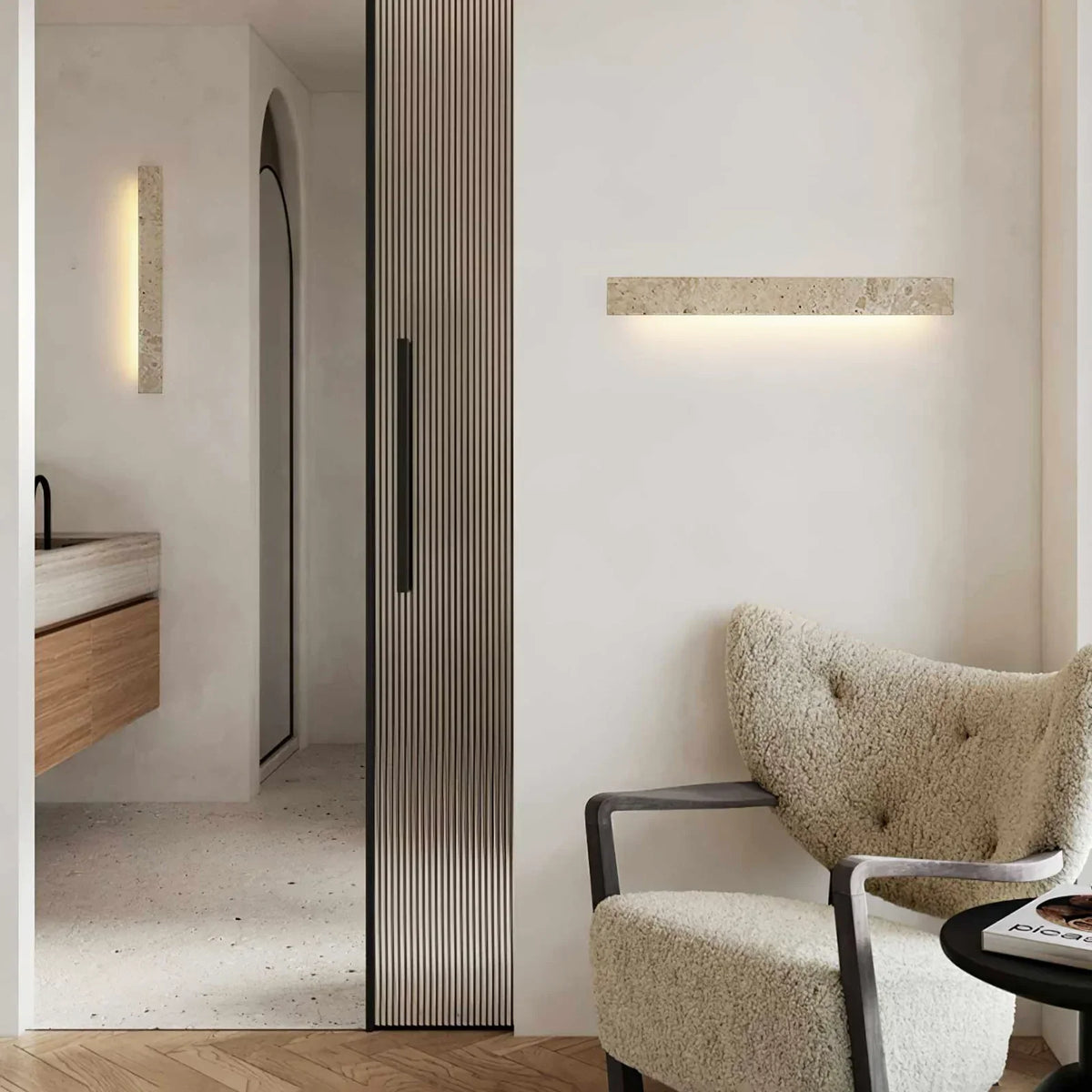 Rectangle Travertine Stravik Wall Light – Travertine detail 4