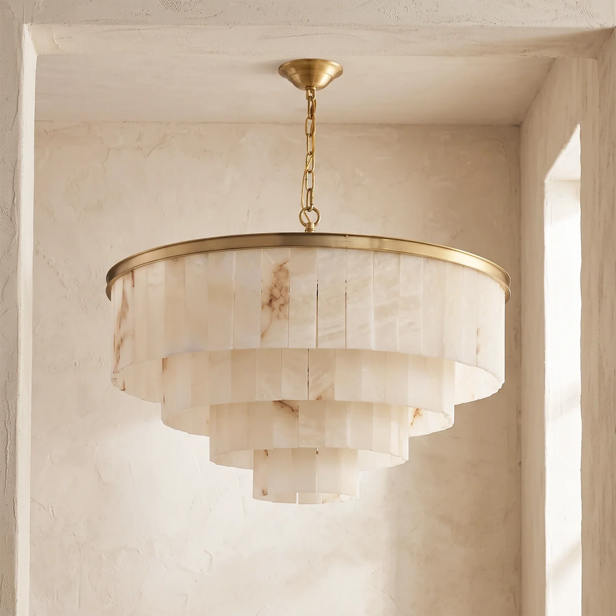 Rectangular Alabaster Tiered Round Chandelier – Alabaster detail 25