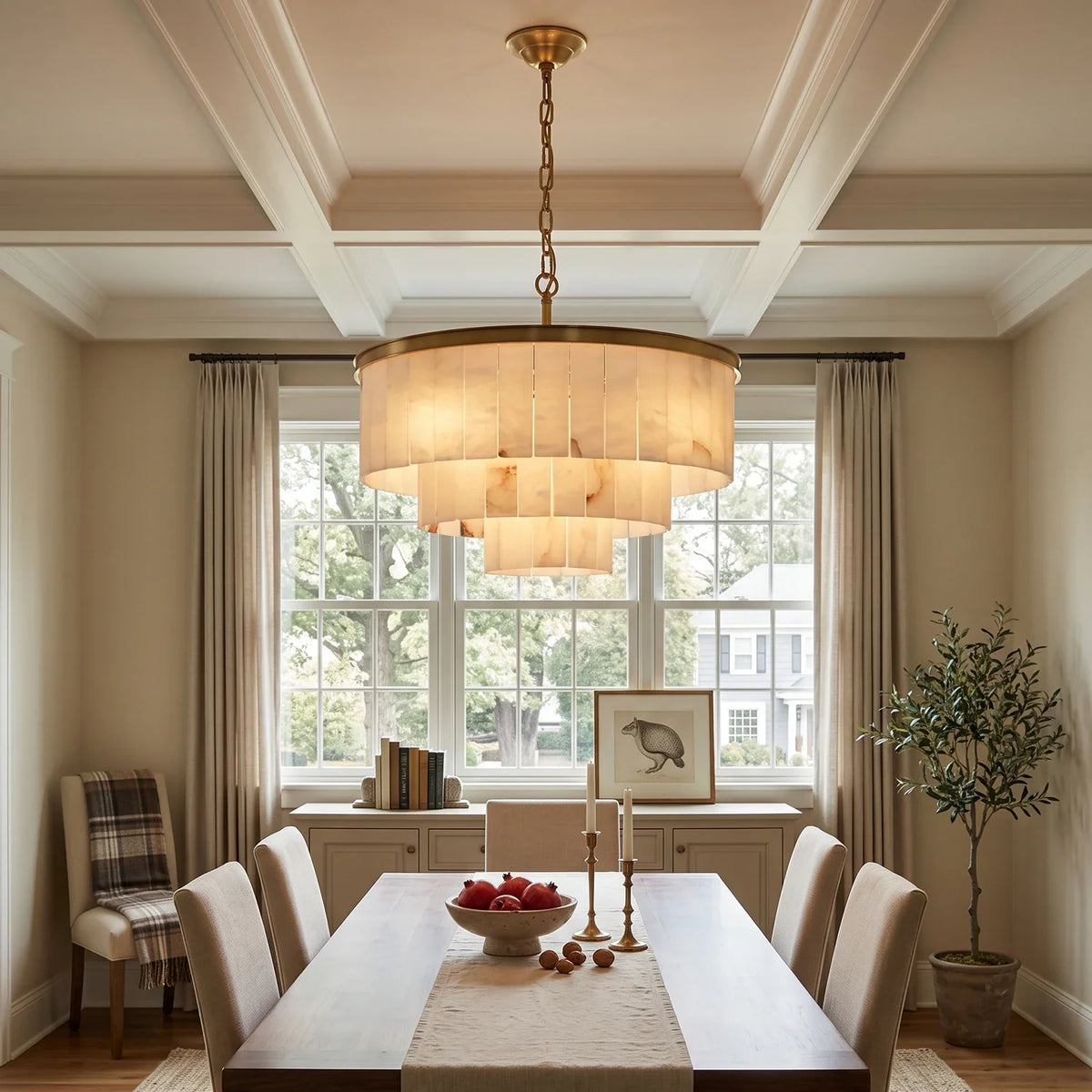 Rectangular Alabaster Tiered Round Chandelier – Alabaster detail 3
