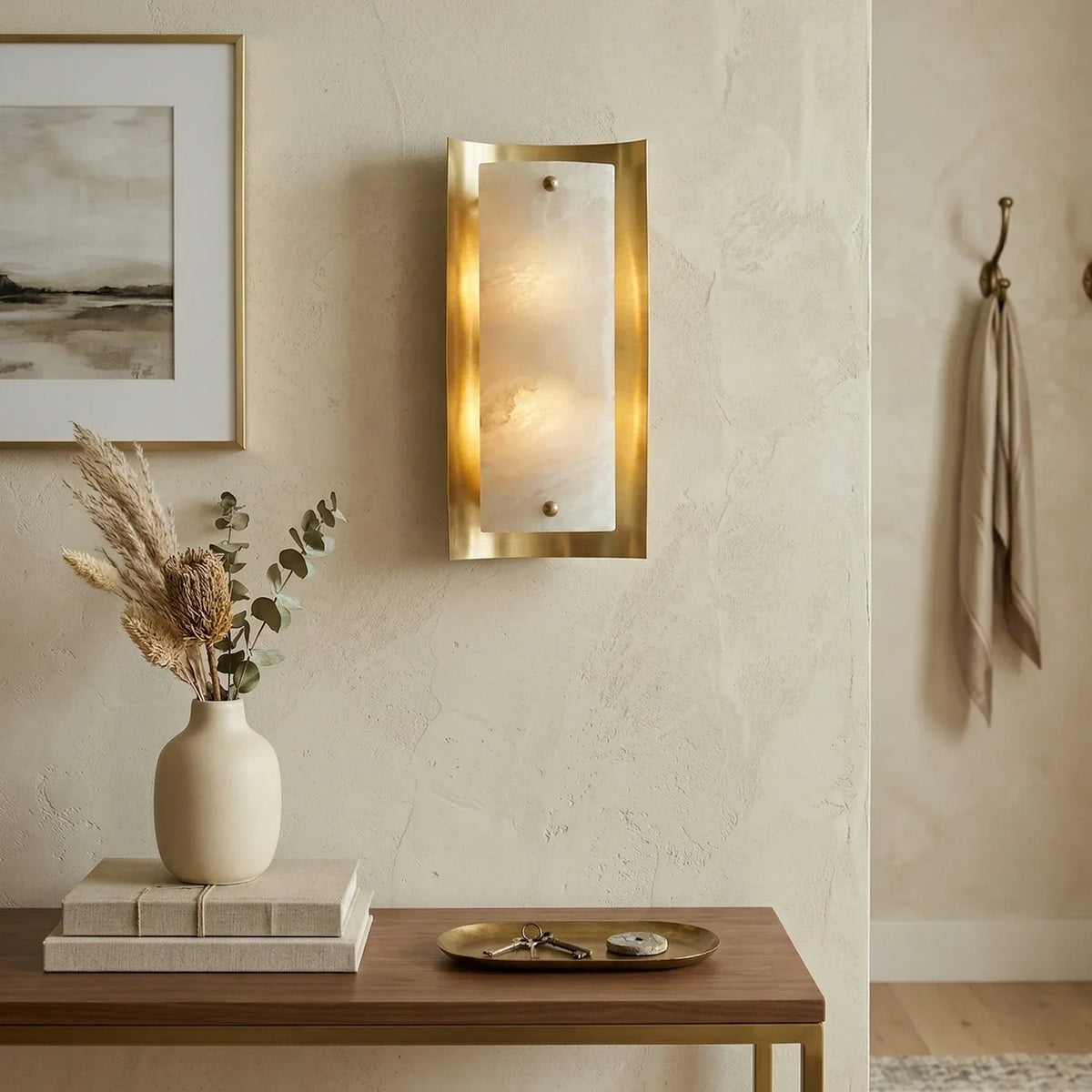 Rectangular Calviero Snowflake Stone Alabaster Wall Lamp – Alabaster detail 2