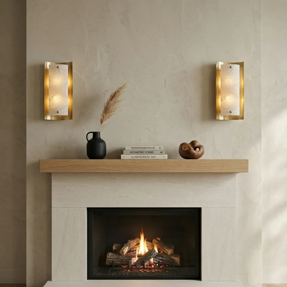 Rectangular Calviero Snowflake Stone Alabaster Wall Lamp – Alabaster detail 8