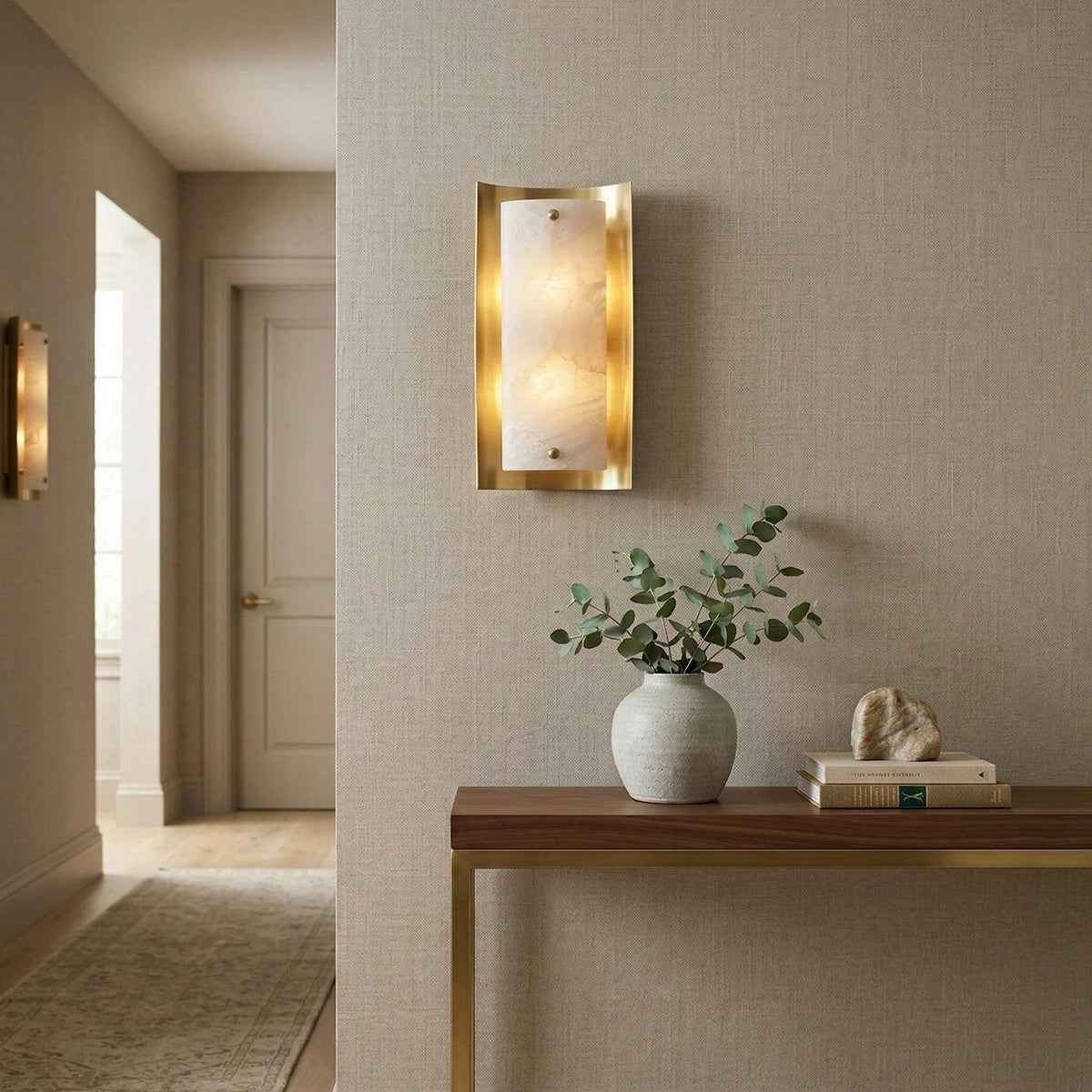 Rectangular Calviero Snowflake Stone Alabaster Wall Lamp – Alabaster detail 5