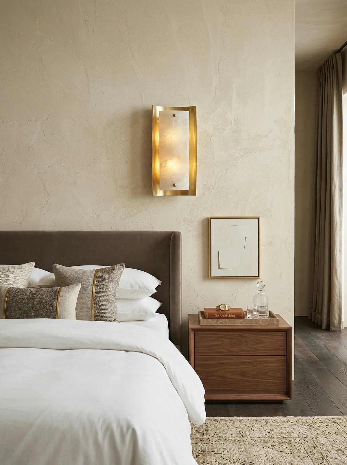 Rectangular Calviero Snowflake Stone Alabaster Wall Lamp – Alabaster detail 9