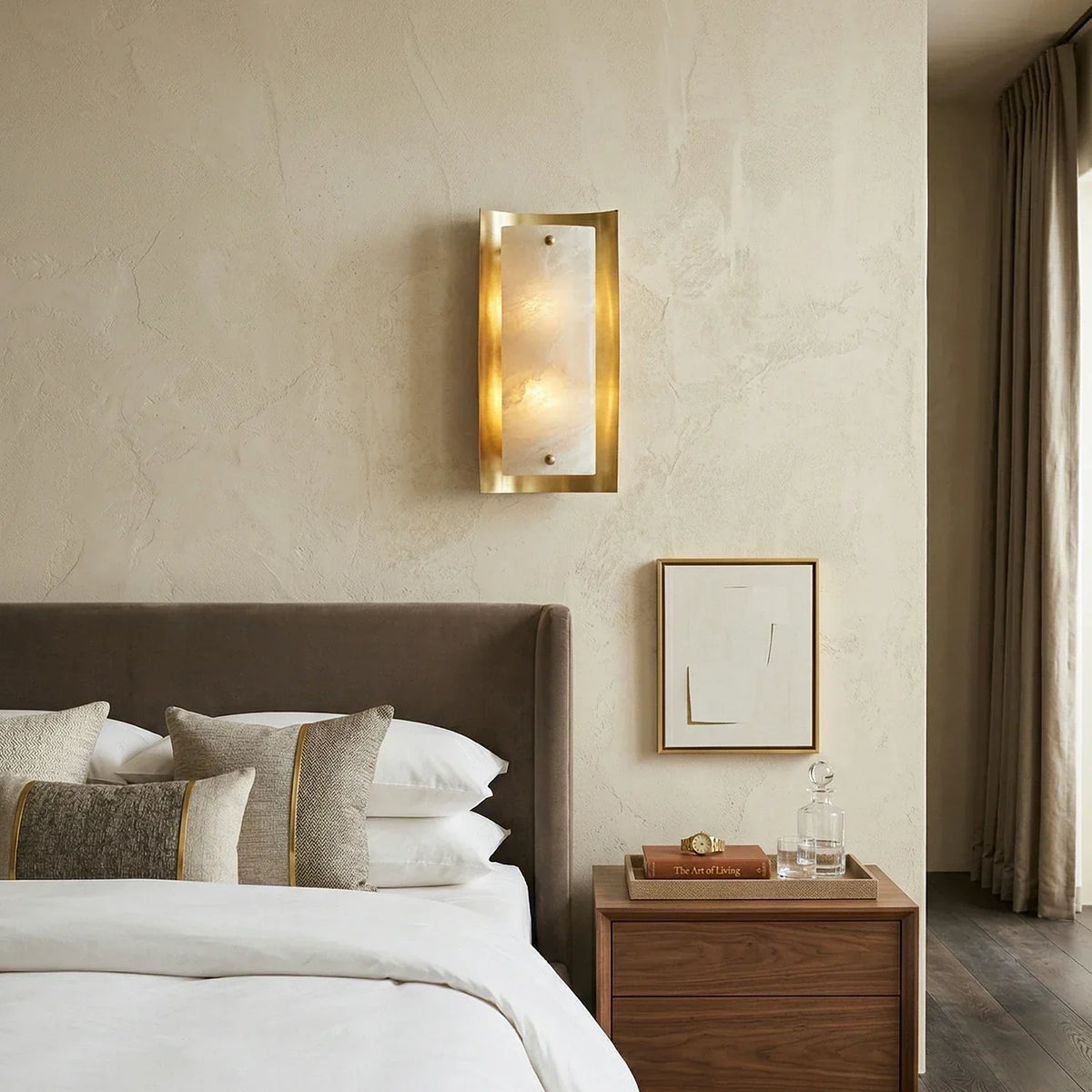 Rectangular Calviero Snowflake Stone Alabaster Wall Lamp – Alabaster detail 3