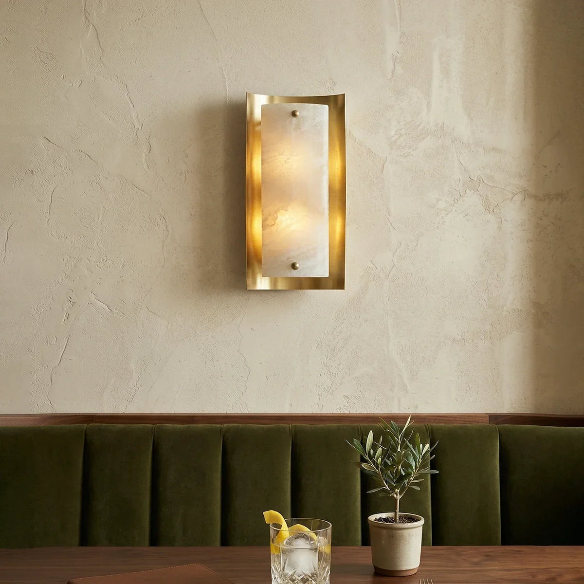 Rectangular Calviero Snowflake Stone Alabaster Wall Lamp – Alabaster detail 4