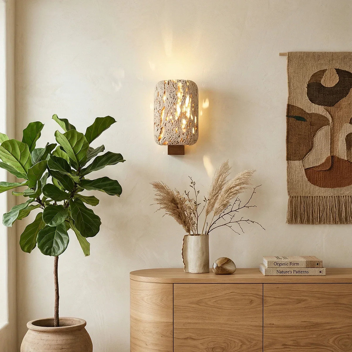 Rectangular Edenstone Travertine Wall Sconce – Travertine detail 3