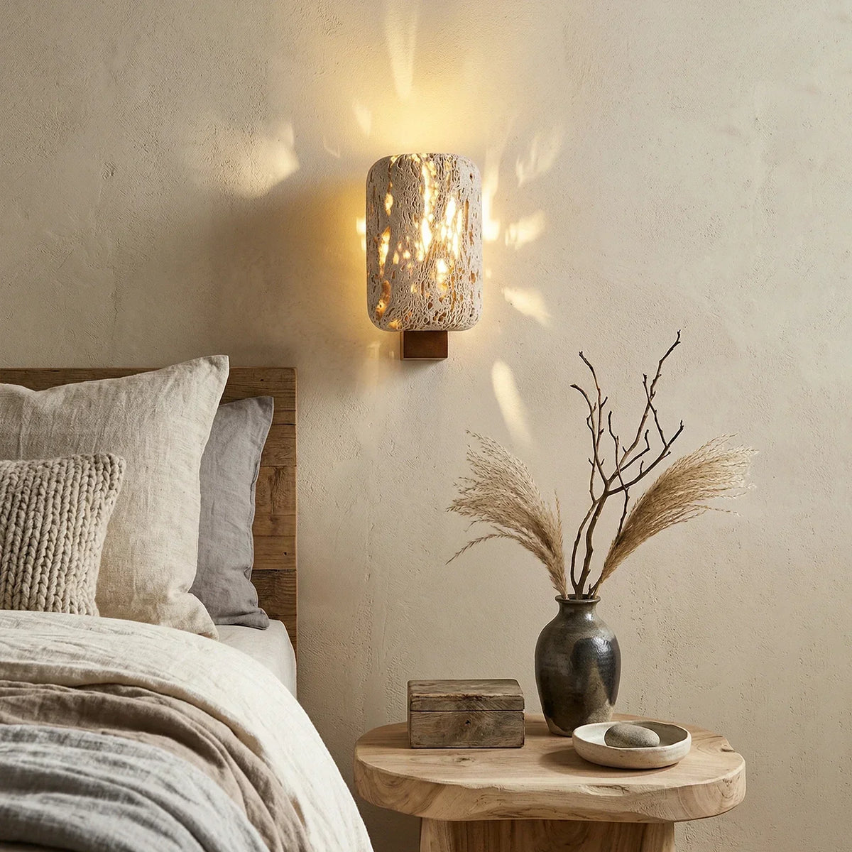 Rectangular Edenstone Travertine Wall Sconce – Travertine detail 6