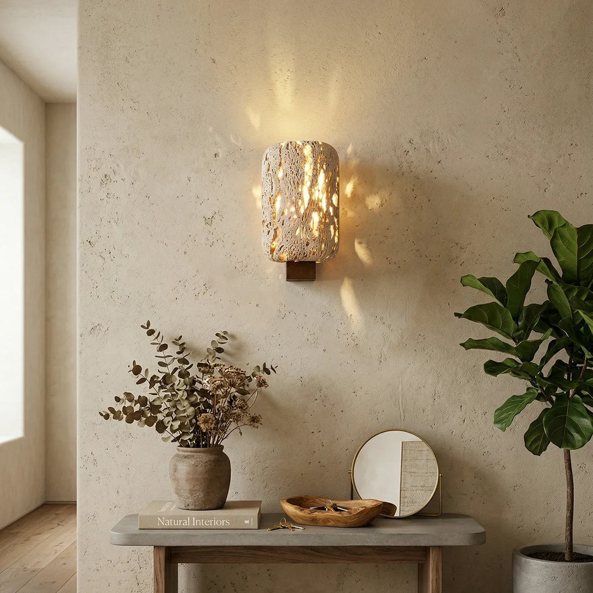 Rectangular Edenstone Travertine Wall Sconce – Travertine detail 4