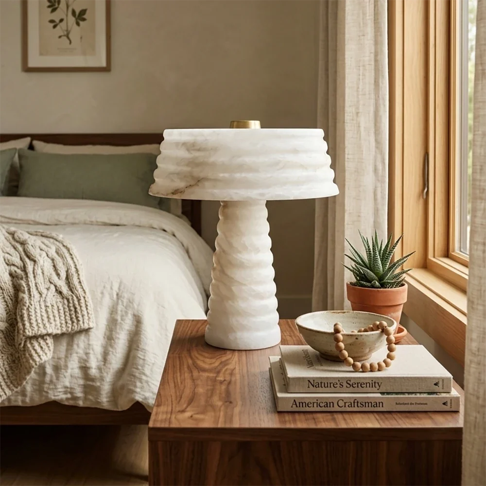 Ribbed Alabaster Table Lamp – Alabaster detail 8