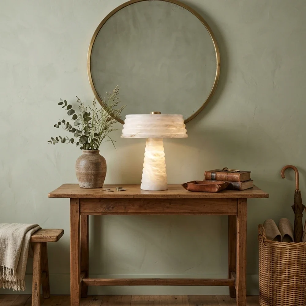 Ribbed Alabaster Table Lamp – Alabaster detail 7