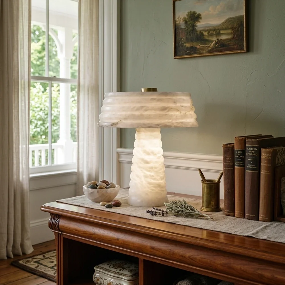 Ribbed Alabaster Table Lamp – Alabaster detail 3
