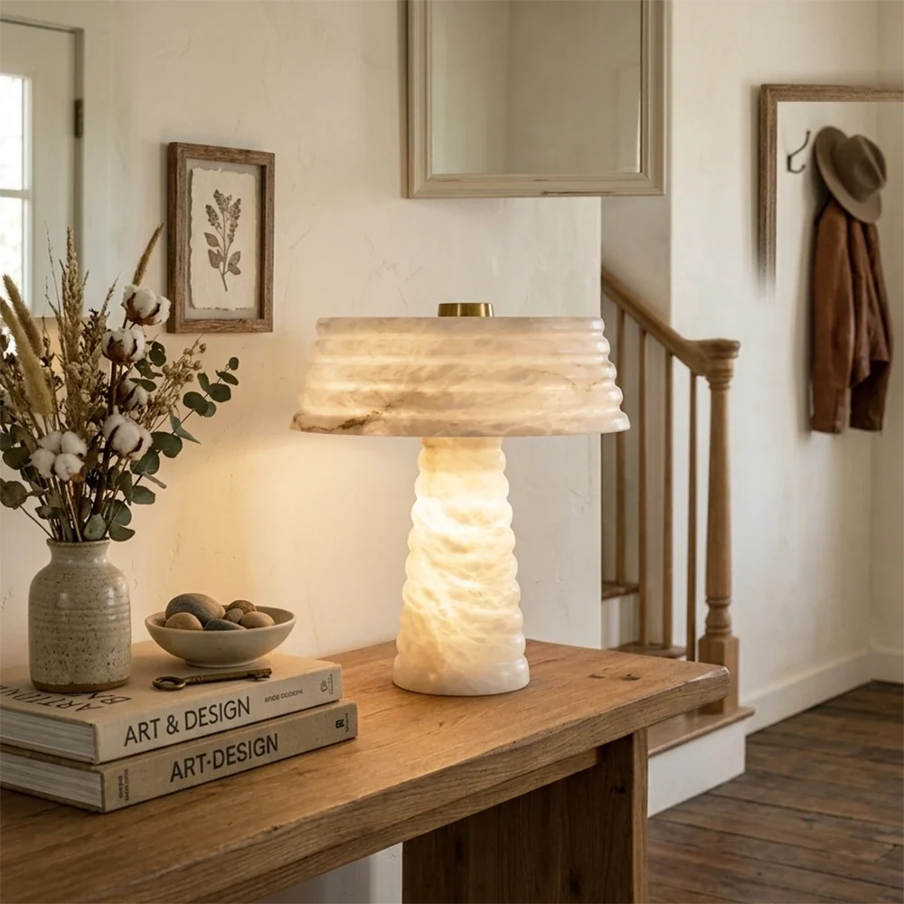 Ribbed Alabaster Table Lamp – Alabaster detail 5