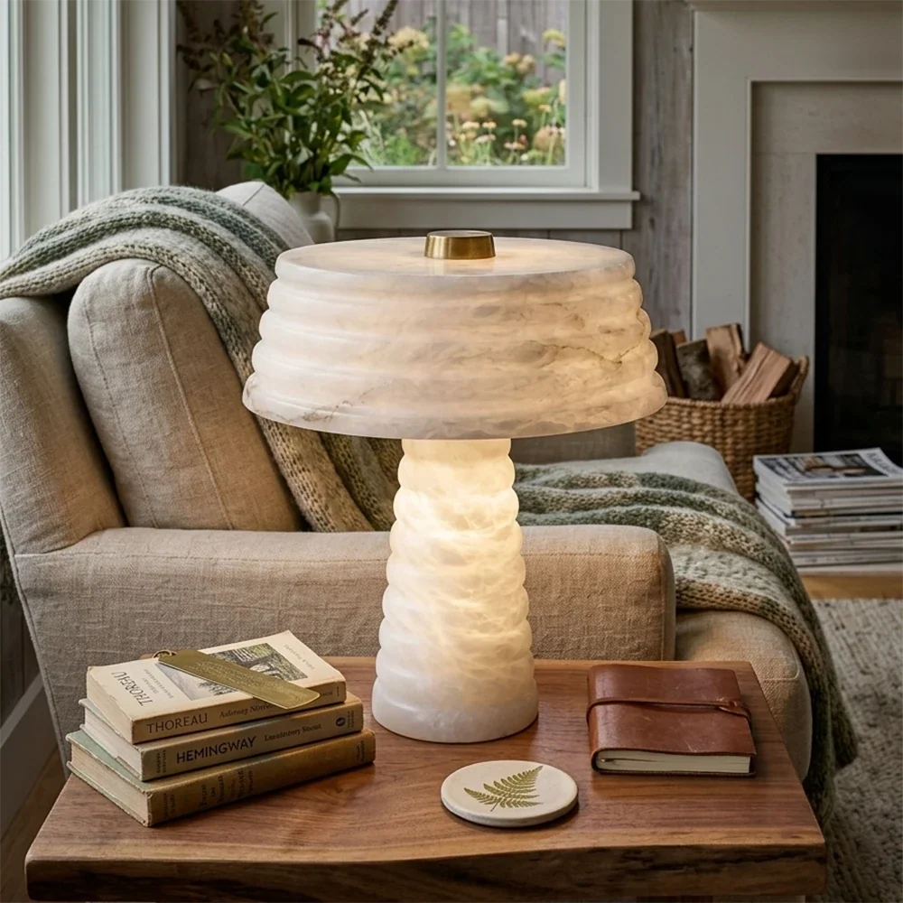 Ribbed Alabaster Table Lamp – Alabaster detail 2