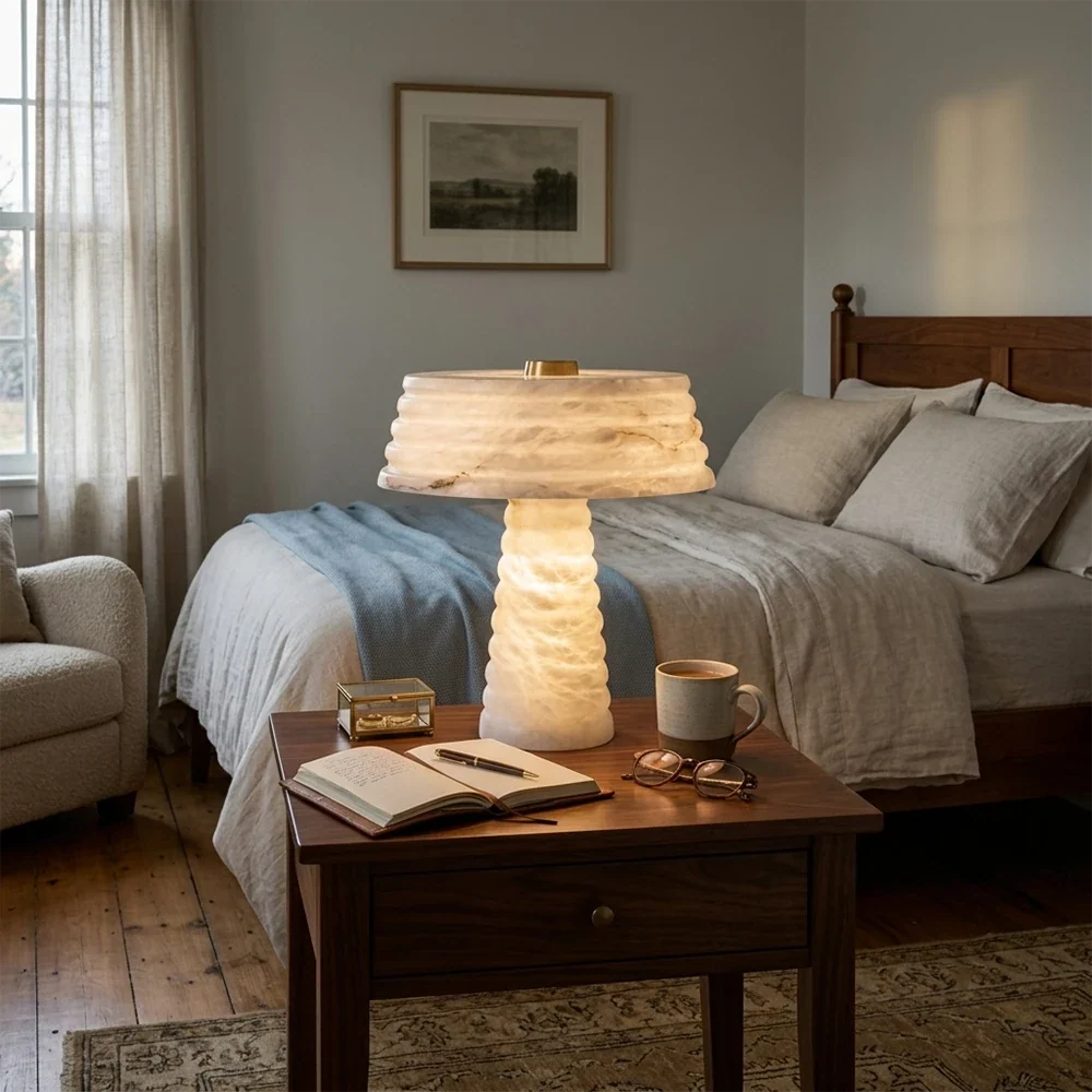 Ribbed Alabaster Table Lamp – Alabaster detail 6